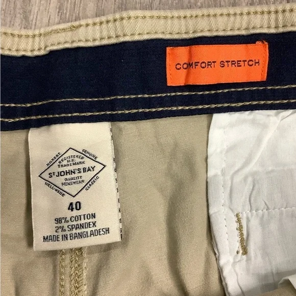 Men's St. John’s Bay 40 XL Cargo Chino Khakis Shorts Khaki Stretch Twill NWT - Picture 7 of 10